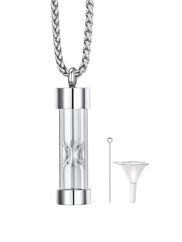 Richsteel Urn Necklaces for Ashes for Women Men Cremation Pendant | Necklace for Ashes Stainless Steel Memorial Jewelry - color: 13-Steel Hourglass