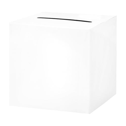 Hooqict White Card Box with Slot 9.1" Wedding Grad Gift Card Box Holder for Party Reception, Graduation, Birthday, Retirement, Bridal or Baby Shower, Raffle Ticket Money Envelope - color: White