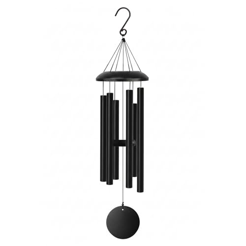 Wind Chimes for Outside Deep Tone, 38" Large WindChimes with 6 Tubes, 100% Rustproof Aluminum, Memorial Gift or Garden Patio Porch and Outdoor Décor(Black) - color: Black 38"