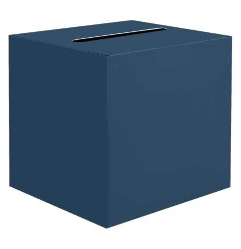 SietDESEO Navy Blue Card Box with Slot Money Gift Card Box Holder for Party Wedding Reception Birthday Graduation Bridal Shower Baby Shower Diaper Raffle Box - color: Navy Blue Card Box, size: 7.8 X 7.8 X 7.8 INCH