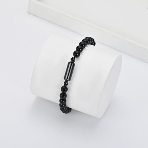 Hearbeingt Cremation Jewelry Urn Bracelet for Ashes Braided Rope Beads - color: Black-2