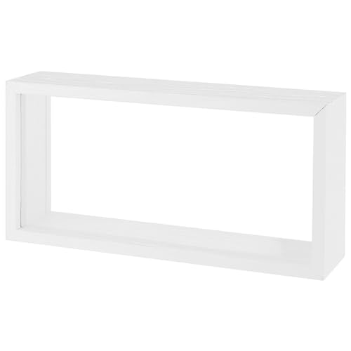 OLYCRAFT 10.2x5x2.4 Inch Rectangle Shadow Box Wood Shadow Box Display Case Shadow Box Frame with Double Sided Clear Acrylic Window for Dried Flowers Leaves Specimen - White - color: White