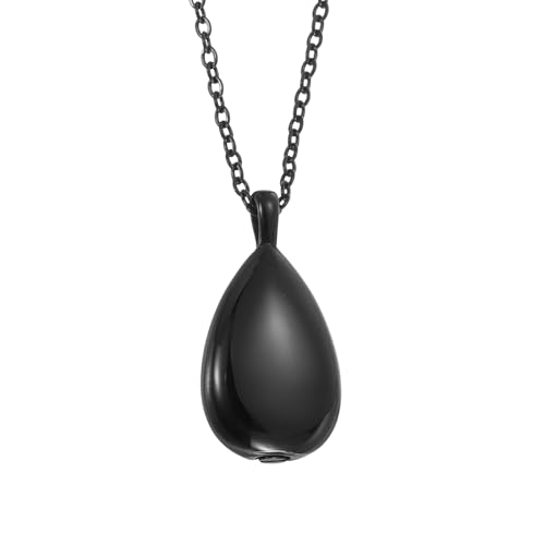 uxcell Drop Cremation Necklace Waterproof Keepsake Pendant with Funnel Kit for Ashes - color: Black