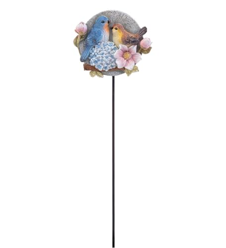 Napco Memorial Garden Stake with Birds & Flowers Sympathy Gift for Loss of Loved One – Outdoor Grave Marker, Bereavement Keepsake, Remembrance Yard Décor - color: Birds Grey