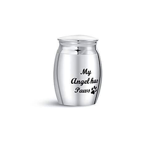 Dog Puppy Family Small Cremation Urns for Pet Ashes My Angel Has Paws Paw Print Heart Keepsake Token - size: My angel has Paws