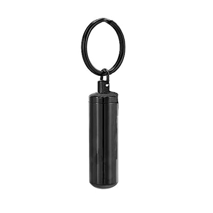 Cremation Jewelry for Pet Ashes Cylinder Urn Keyring Customize Memorial Locket Keepsake Keychain for Ash Holder - color: Black