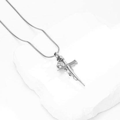 Imrsanl Cremation Jewelry Nail Cross Urn Necklace Pendant - color: Rose Flower-Silver