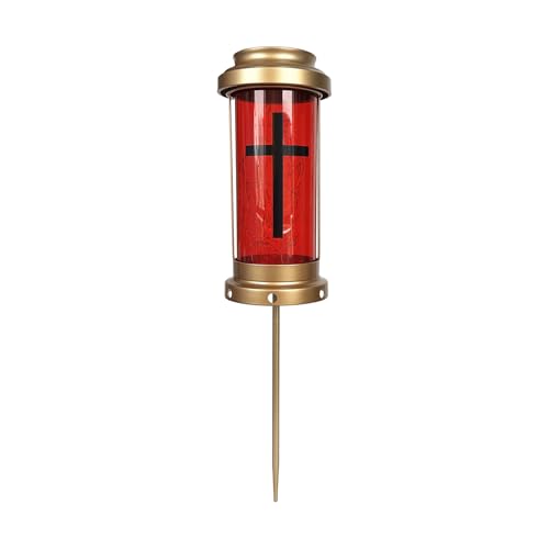 Cemetery Decorations for Grave Solar Stake Lights for Outdoors, Memorial Cemetery Cross Solar Lights for Graves with Long Stake, Decorative Memorial Gifts Garden Stakes (G2) - color: Red and Gold, size: G2