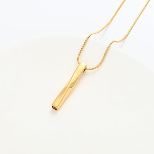 Urn Necklace for Ashes Twist Strip Cremation Jewelry Bar Ashes Necklace Memorial Keepsake Urn Pendant for Women Men Always In My Heart - color: Gold-Always
