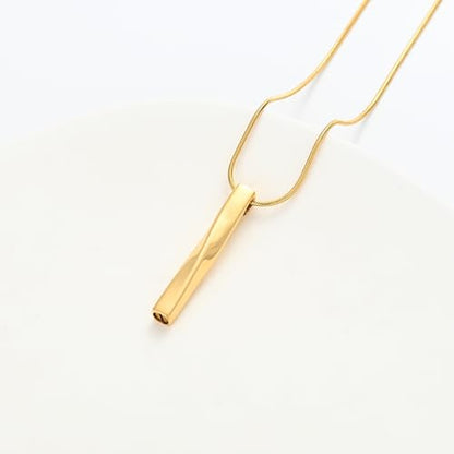 Urn Necklace for Ashes Twist Strip Cremation Jewelry Bar Ashes Necklace Memorial Keepsake Urn Pendant for Women Men Always In My Heart - color: Gold-Always