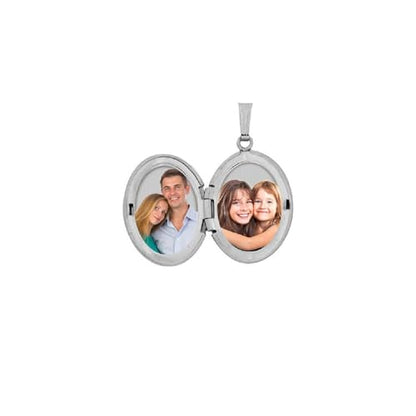 PicturesOnGold.com Oval Picture Locket in Silver - 3/4 x 1 inch - Includes 18 inch Chain - style: Locket + Engraving