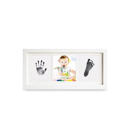 Inkless Baby Hand and Footprint Kit – Newborn Keepsake Frame with Non-Toxic Ink Pad, Baby Handprint & Footprint Kit for Boys & Girls, Baby Shower - color: White