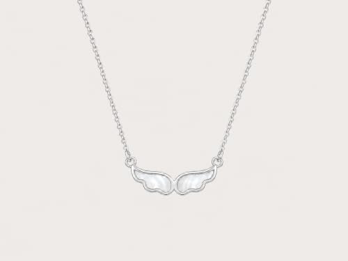 Angel Wings Pearl Necklace for Women - color: Silver