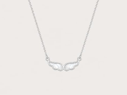 Angel Wings Pearl Necklace for Women - color: Silver
