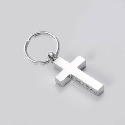 Cross Urn Keychain for Ashes - Cremation Pendant for Men Women - Memorial Jewelry Holder for Human Ashes