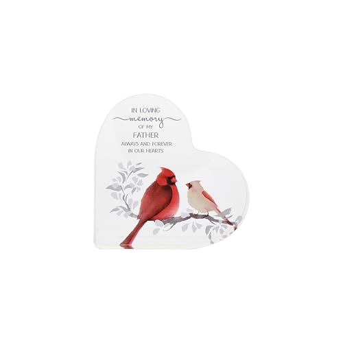 Pavilion Gift Company - Father - 3.5" Acrylic Heart Plaque Cardinal Bird Dad Father Adopted Father Foster Dad Father-In Law Step-Father Memorial Funeral Grief Bereavement Remembrance Heaven Home Decor