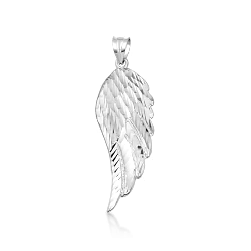 Claddagh Gold .925 Sterling Silver 1.2" Single Angel Wing Heavenly Celestial Charm Pendant Necklace with Rolo Chain and Pendant only - size: Pendant only
