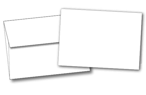 Heavyweight Small Blank Note Cards with Envelopes - 100 Set Pack - Bright White Card Stock For Card Making - size: 100 Cards & Envelopes