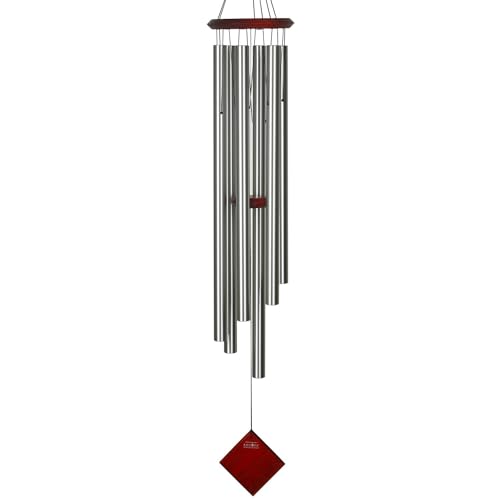 Woodstock Chimes Neptune Wind Chime for Outside 54" Large Silver, Deep Tone Sound for Outdoor Garden, Patio, Porch Decor, Encore Collection DCS54 - color: Silver