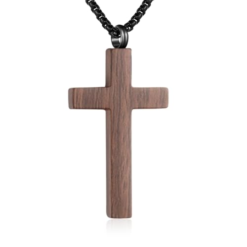 SOITIS Urn Necklaces for Ashes Cremation Jewelry Twist Necklace for Ashes Stainless Steel Urn Pendant for Women Men Jewelry for Ash Memorial Keepsake - color: Cross Wood Grain-Custom