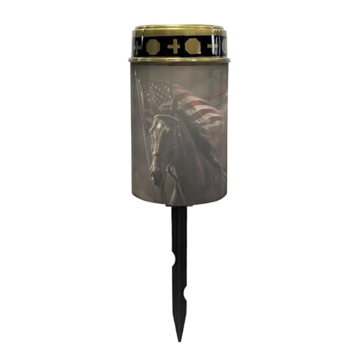 American Horse Solar Stake Lights Yard Lawn Solar Powered Lights Cemetery Decorations Driveway Markers Patio Accessories Ornament Sympathy Remembrance Memorial Gift - color: American Horse