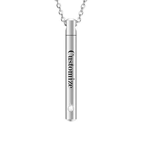 XIUDA Urn Necklace for Ashes Stainless Steel Cremation Necklace with Crystal Memorial Pendant Necklace - color: customize