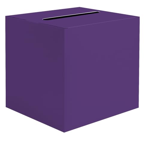 SietDESEO Purple Card Box for Graduation Large Gift Card Box Holder 9.8" x 9.8" Money Cards Box Diy Card Box for Wedding Reception Baby Shower Birthday Cards Box Holder - color: PURPLE CARD BOX, size: 9.8 X 9.8 X 9.8 INCH