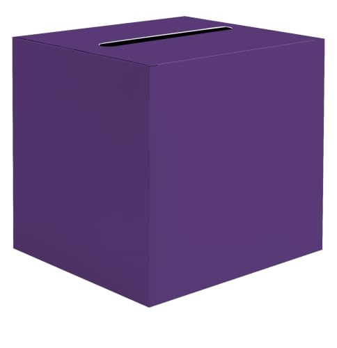 SietDESEO Purple Card Box with Slot Money Gift Card Box Holder for Party Wedding Reception Birthday Graduation Bridal Shower Baby Shower Diaper Raffle Box - color: PURPLE CARD BOX, size: 7.8 X 7.8 X 7.8 INCH