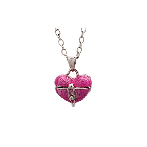 Heart Locket Necklace Y2k Love Heart Necklace Tiny Small Cute Necklace for Women Valentine's Day - color: Pink
