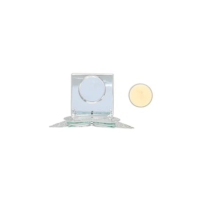 Pavilion Gift Company- Butterflies - 4.75" Silver Butterfly Shaped Tealight Holder Tealight Candle Memorial Bereavement Remembrance Funeral Home Decor