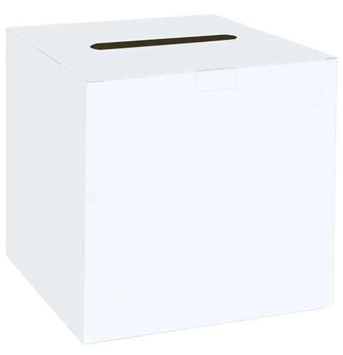 SietDESEO White Card Box for Party Large Gift Card Box Holder 9.8" x 9.8" Money Cards Box Diy Card Box for Wedding Reception Baby Shower Birthday Cards Box Holder - color: WHITE CARD BOX, size: 9.8 X 9.8 X 9.8 INCH