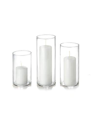 Yummi Set of 36 Slim Pillars and Cylinder Vases - White - color: White
