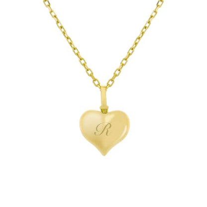Solid Gold Puffy Heart Pendant 14K or 18K Cremation Jewelry for Ashes Holder Memorial Urn Necklace, Human Ashes Women (14k L, Just