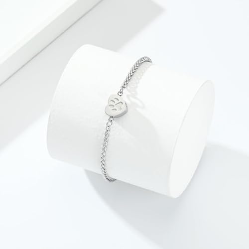 zeqingjw Cremation Heart Urn Bracelet for Pets Ashes Pet Paw Print Bangle for Dog Cat Ashes Stainless Steel Memorial Keepsake Urn Jewelry - color: Customize