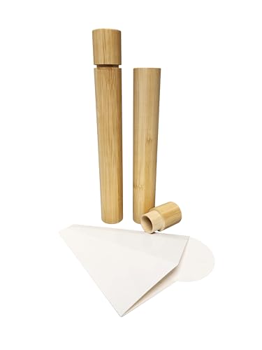 Mainely Urns Natural Bamboo Scattering Tubes for Human or Pet Ashes (2-Pack) with Paper Funnel - Eco-Friendly 100 Percent Bamboo Biodegradable Design with Pull Top and Secure Fit for Spreading Ashes