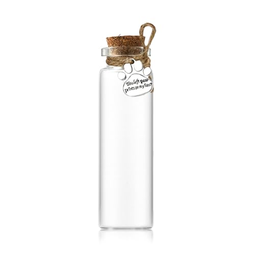 Hair Locket Keepsake for Pet Glass Vial for Ashes or Hair Cat Jar Pet Memorial Keepsakes Dog Fur Memorial Bottle Lock of Hair Vials with Corks for Pet Loss - color: 1 PACK