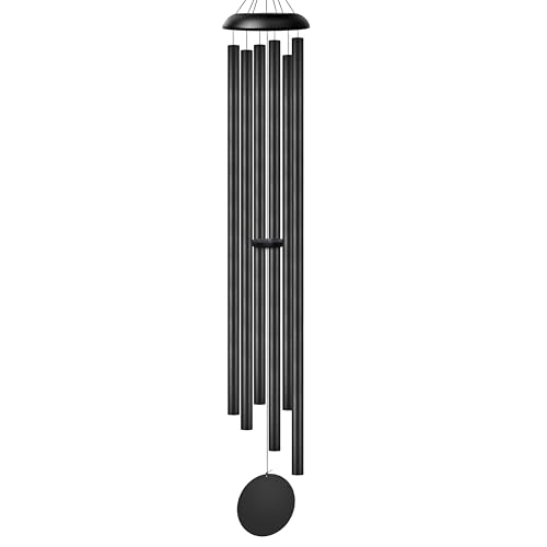 80" Extra Large Wind Chimes with Outside Deep Tone, 6 Thick Bold Tubes - color: Black Thick, size: 80"