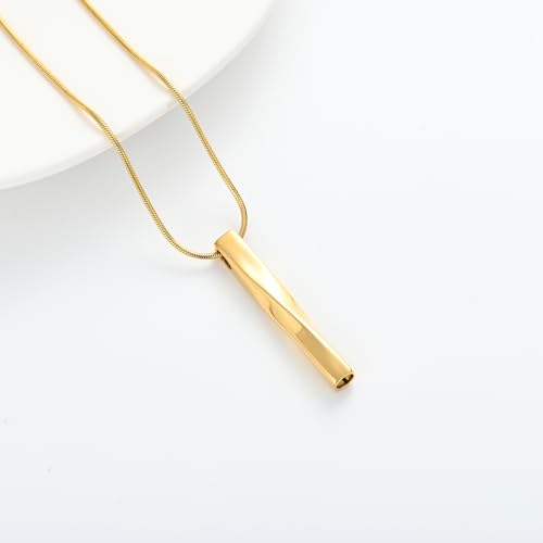 Urn Necklace for Ashes Twist Strip Cremation Jewelry Bar Ashes Necklace Memorial Keepsake Urn Pendant for Women Men Always In My Heart - color: Gold-Always
