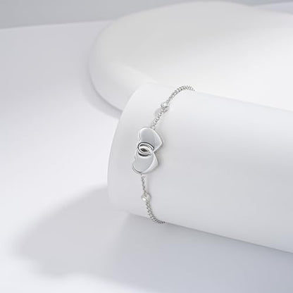 Double Urn Bracelets for Ashes for Women: Sterling Silver Dual Cremation Charms Bracelet Jewelry Hold Two Ashes - Burial Memorial Keepsakes Charms Jewelry Gifts for Loved Ones - style: Double Heart