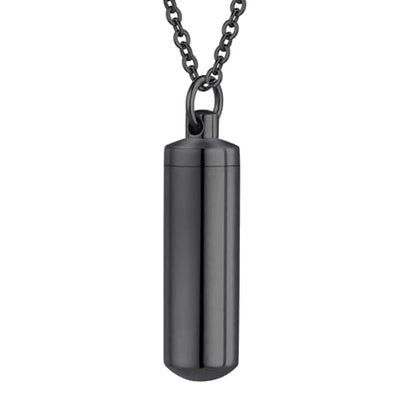 Cremation Jewelry for Ashes Pendant Urn Necklace Cylinder Keepsake Ashes Memorial Jewelry Necklace with Fill Tool Urn Memorial Ash Jewelry - color: Black
