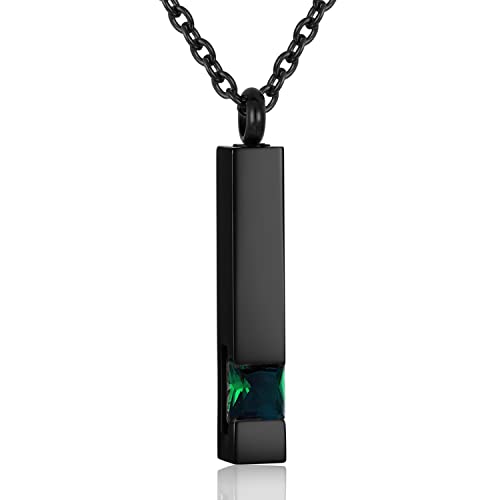 Square Crystal Bar Cremation Urn Necklace Holder for Ashes Stainless Steel Ashes Memorial Keepsake Cremation Jewelry Black Square Zircon Bar Memorial Pendant Necklace for Women Men - color: Green