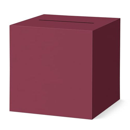 Hooqict Burgundy Card Box with Slot 9.1" Money Gift Card Box for Graduation, Wedding, Reception, Party, Birthday, Retirement, Raffle Box Envelope Ticket Holder - color: Burgundy