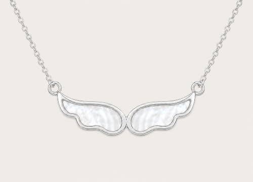 Angel Wings Pearl Necklace for Women - color: Silver