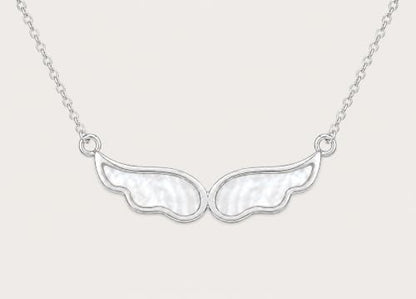 Angel Wings Pearl Necklace for Women - color: Silver