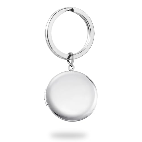 PHOCKSIN Silver Heart Locket Keychains for Women Gold Custom Locket Key Chain Personalized Picture Locket for Birthday Gifts - color: #05 Round Silver, style: Regular(no Customize)