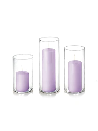 yummi Set of 36 Slim Pillars and Cylinder Vases - Lavender - color: Lavender