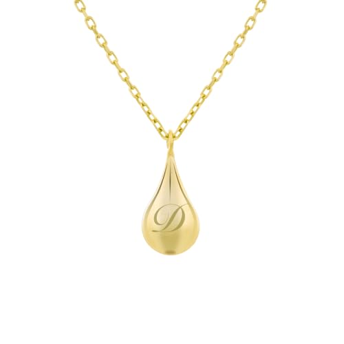 Gold Tear Drop Necklace - 14K Real Gold Urn with Tear Drop Pendant Custom Name, Personalized Funeral Tear Drop Keepsake Jewelry