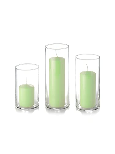 yummi Set of 36 Slim Pillars and Cylinder Vases - Mint - color: Mint