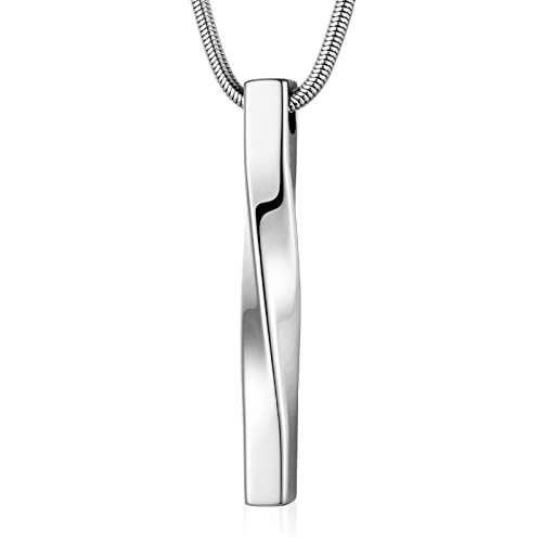 abooxiu Cremation Jewelry for Ashes Twist Ashes Necklace Urn Necklace for Ashes Cremation Necklace Stainless Steel Urn Pendant Memorial Keepsake for Women Men - color: Silver, style: Non-engraving