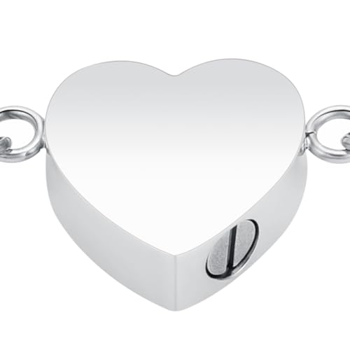 Oinsi Heart Urn Bracelet for Ashes, Cremation Jewelry Leather Bracelets for Men Women, Memorial Jewelry With Filling Kits - color: Silver